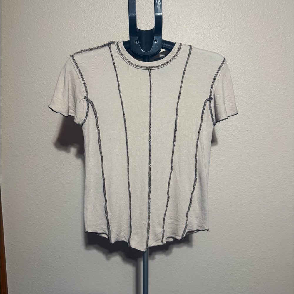 POL Cream Tee with Black‎ Stitching